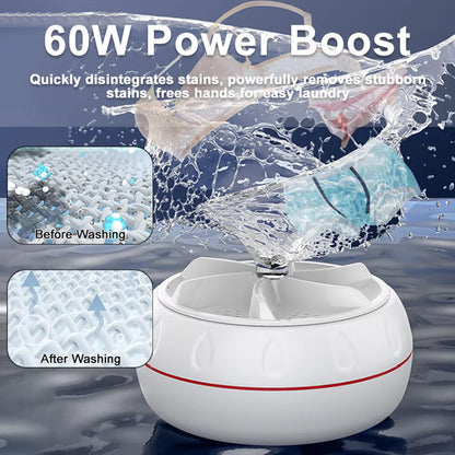 60W Portable USB Ultrasonic Mini Washing Machine for Clothes, Fruits, and Kitchen Use